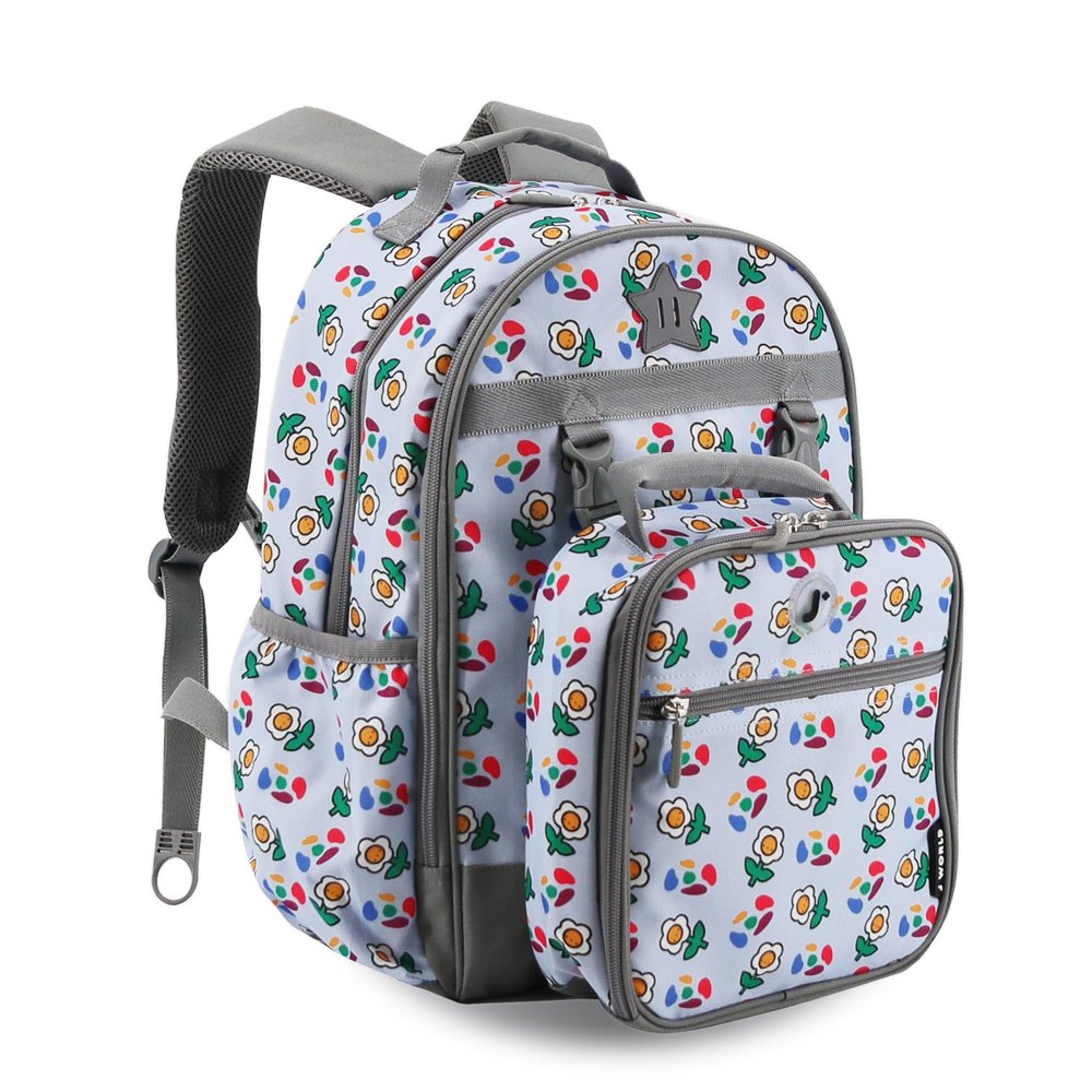 J World Duet Kids Backpack & Lunch Box Set For Girls & Boys Pre-K to Elementary School, Every Daisy