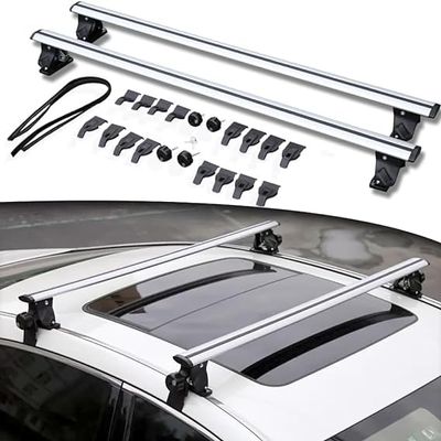 YHELI 2PCS fit for Nissan Maxima Lockable Roof Rail Rack Rooftop Luggage Sedan Crossbars Cross Bars Aluminum Silver, nfbd38