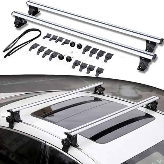 YHELI 2PCS fit for Nissan Maxima Lockable Roof Rail Rack Rooftop Luggage Sedan Crossbars Cross Bars Aluminum Silver, nfbd38