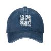 This is The Oldest I've Ever Been Hat Cotton Washed Baseball Cap Vintage Dad Hats for Men Women Navy Blue view 1