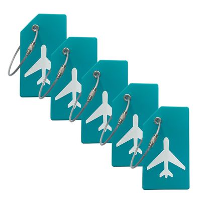 5Pack Silicone Luggage Tag with Name ID Card Perfect to Quickly Spot Luggage Suitcase by Ovener (Turquoise Green)