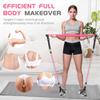 Pilates Bar Kit with Resistance Bands,Qicool Pilates Resistance Bands Exercise Fitness Equipment for Women & Men Home Gym Yoga,Multifunctional Pilates Bar Full Body Workout Equipment Pink view 2