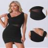 Allegra K Sleeveless Party Dress for Women's Asymmetrical Neck Ruched Mini Dresses X-Small Black view 2
