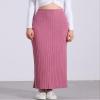 Allegra K Knit Long Pencil Skirts for Women's Bodycon Ribbed Sweater Maxi Skirt with Slit Small Pink view 3