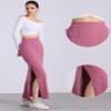 Allegra K Knit Long Pencil Skirts for Women's Bodycon Ribbed Sweater Maxi Skirt with Slit Small Pink view 4