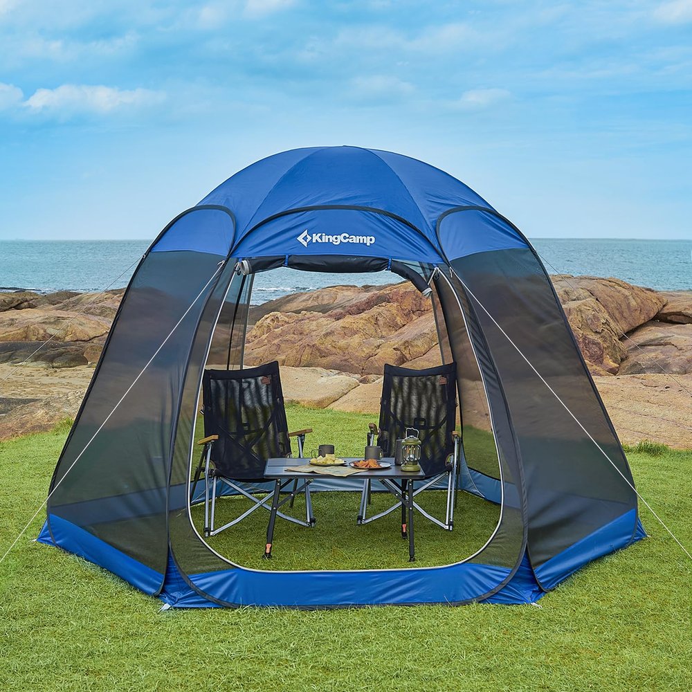 KingCamp Pop Up Screen Tent, Camping Tent for 4-6 Person 10' x 10' Portable Screen House Room with Detachable Sunshade for Camping, Garden & Backyard