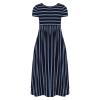 KAGAYD Girl's Casual Strips Dress Summer Scoop Neck Short Sleeve Sundress Long Maxi Dress with (Navy, 2-3 Years) view 2