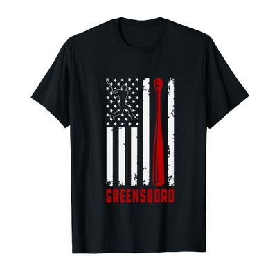Greensboro American Flag Baseball Lover USA Greensboro T-Shirt