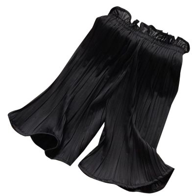 NineFit Basics Baby and Little Girls Soft Cotton Flowy Wide Leg Ruffled Pants Solid Color loomers Summer Palazzo (Black, 3-4 Years)