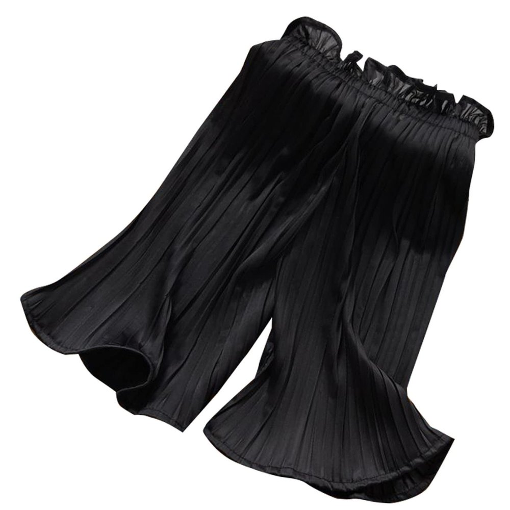 NineFit Basics Baby and Little Girls Soft Cotton Flowy Wide Leg Ruffled Pants Solid Color loomers Summer Palazzo (Black, 3-4 Years)