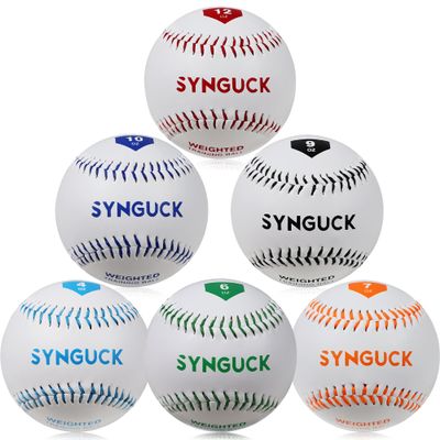 SYNGUCK Weighted Baseballs for Throwing Help Increase Pitch Velocity Set of 6 Practice Baseballs (4/6/7/9/10/12oz)