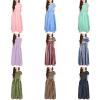 KAGAYD Girl's Casual Strips Dress Summer Scoop Neck Short Sleeve Sundress Long Maxi Dress with (Green-2, 6-7 Years) view 1