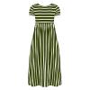 KAGAYD Girl's Casual Strips Dress Summer Scoop Neck Short Sleeve Sundress Long Maxi Dress with (Green-2, 6-7 Years) view 3