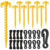 AUGSUN 27 Pieces Plastic Inflatable Stakes Set, Include Tent Stakes, Tethers Ropes and Hooks Heavy Duty Garden Yard Stakes for Halloween Christmas Outdoor Decorations (Yellow) view 1