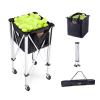 VEVOR Foldable Tennis Ball Hopper, Holds 180 Tennis Balls, Lightweight Aluminum Alloy Tennis Ball Basket Cart with Wheels, Removable Bag,Carry Bag, Portable Sports Teaching Cart for Tennis Player view 1