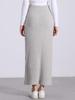 Allegra K Knit Long Pencil Skirts for Women's Bodycon Ribbed Sweater Maxi Skirt with Slit Medium Grey view 2