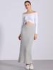 Allegra K Knit Long Pencil Skirts for Women's Bodycon Ribbed Sweater Maxi Skirt with Slit Medium Grey view 3