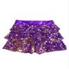 CHICTRY Girls 3-Layers Ruffle Tiered Sequin Skirt Hip Hop Performance Mini Skorts Dancewear Purple 10 Years view 4