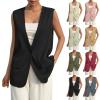 Vest Tops for Women 2025 Dressy Casual Sleeveless Vests Button Down Tops Plus Size Loose V Neck Blazer Jacket Lightweight Open Front Waistcoat Outerwear Black(A Black,3X-Large) view 1