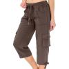 Cargo Capris for Women Summer Casual Drawstring Capris Pants with Pockets Plus Size Quick Dry Hiking Pants Baggy Capri Cargo Pants Elastic Waist Cropped Pants Outdoor Travel Pants for Camping Golf view 2