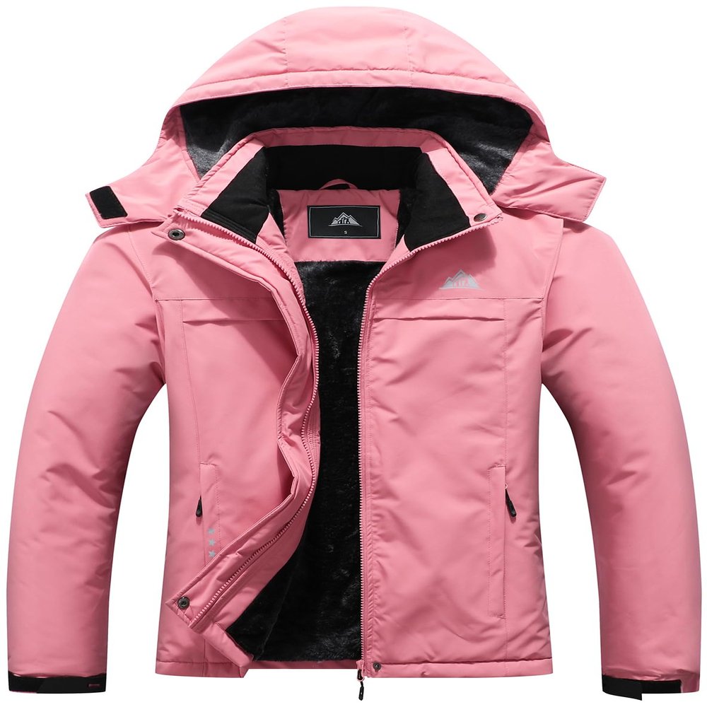 MOERDENG Women's Ski Jacket Warm Winter Coat Hooded Snowboarding Jackets Waterproof Mountain Windbreaker for Hiking Traval