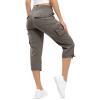 Cargo Capris for Women Summer Casual Drawstring Capris Pants with Pockets Plus Size Quick Dry Hiking Pants Baggy Capri Cargo Pants Elastic Waist Cropped Pants Outdoor Travel Pants for Camping Golf view 4