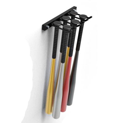 iumLeap Wall Mounted Metal Baseball Bat Storage Organizer Rack Stand, Black Hanging Softball Bats Display Holder for Indoor Garage Gym Club, Space Saving (OneColor 1 pcs)