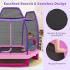 Giantex 7 Ft Trampoline for Kids, Max Load 220 Lbs, Heavy Duty Steel Frame Small Mini Toddler Trampoline, Great Gifts for Boys Girls, Outdoor Indoor Kids Trampolines with Net, for Age 3-8 view 3