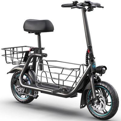 Gyroor Adults Electric Scooter with Large Middle Basket, 300W Motor 15.5 MPH 20 Mile Distance, Foldable E-Scooter with seat for Pets & Cargo, C1S-4JK