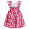 IMEKIS Melon Dress Baby Girl: First Birthday Outfit 1st 2nd 3rd 4th 5th Birthday Dress Toddler Cake Smash Photoshoot Kids Princess Party Summer Beach Holiday Casual Dress Hot Pink Melon 4-5T view 2