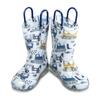 HugRain Toddler Boys Rain Boots Little Kids Baby child Light Up Waterproof Rubber Shoes Printed Mud Lightweight Adorable with Easy-On Handles Non Slip Sole Crane Excavator Blue Size 6 view 4