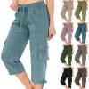 Cargo Capris for Women Summer Casual Drawstring Capris Pants with Pockets Plus Size Quick Dry Hiking Pants Baggy Capri Cargo Pants Elastic Waist Cropped Pants Outdoor Travel Pants for Camping Golf view 1