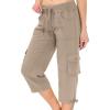 Cargo Capris for Women Summer Casual Drawstring Capris Pants with Pockets Plus Size Quick Dry Hiking Pants Baggy Capri Cargo Pants Elastic Waist Cropped Pants Outdoor Travel Pants for Camping Golf view 2