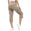Cargo Capris for Women Summer Casual Drawstring Capris Pants with Pockets Plus Size Quick Dry Hiking Pants Baggy Capri Cargo Pants Elastic Waist Cropped Pants Outdoor Travel Pants for Camping Golf view 4