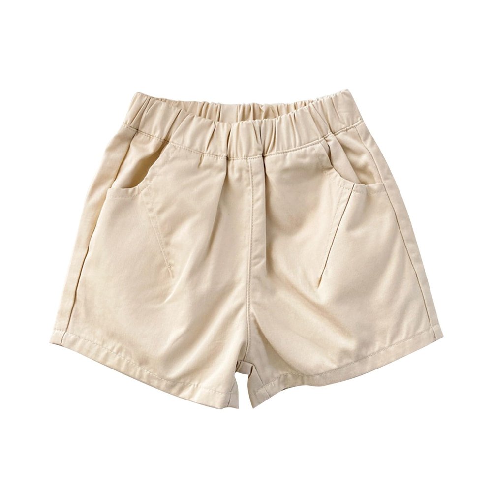 NineFit Basics Children's Shorts Summer Boys and Girls Casual Overalls Baby Thin Wear Pants Solid Color (Beige, 18-24 Months)