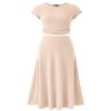 CNYMFF Women Two Piece Skirt Set,Sunset Rose Skirt Set,Ribbed Knit Short Sleeve Elastic Waist Midi Dress (Apricot,Large) view 1