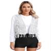 ACSUSS Women's Sequin Fringed Vest Glitter Tassels Open Front Waistcoat Sleeveless Jackets Coat Party Prom Silver Small