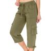 Cargo Capris for Women Summer Casual Drawstring Capris Pants with Pockets Plus Size Quick Dry Hiking Pants Baggy Capri Cargo Pants Elastic Waist Cropped Pants Outdoor Travel Pants for Camping Golf view 2