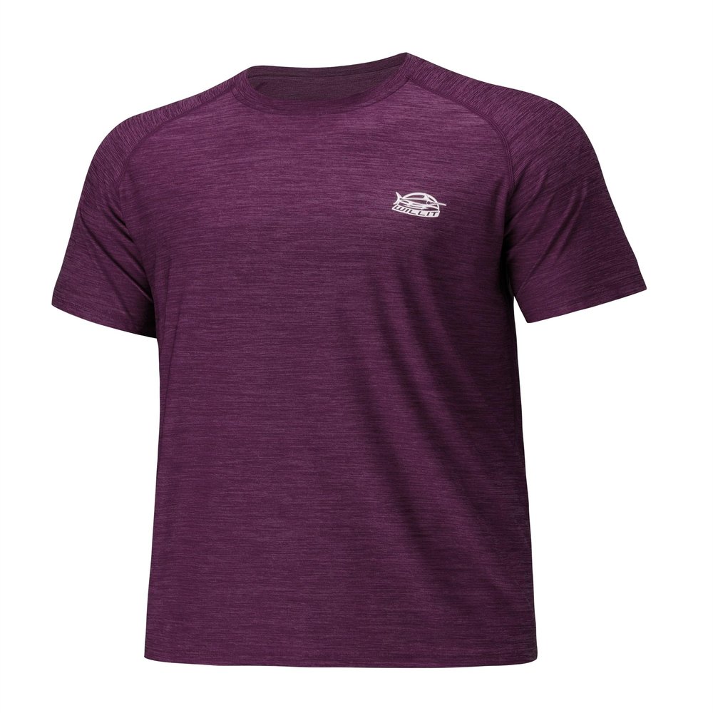 Willit Men's Rashguard Swim Shirt Short Sleeve UPF 50+ Sun Protection SPF Quick Dry Water Shirt Slubby Purple XL