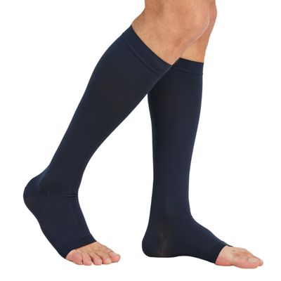 Plus Size 3XL Wide Calf Compression Socks 20-30 mmHg for Men Women - Medical Grade Knee High Open Toe Stockings Support for DVT, Varicose Veins, Edema, Shin Splints Relief - Nurses, Pregnancy, Travel