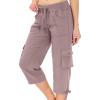 Cargo Capris for Women Summer Casual Drawstring Capris Pants with Pockets Plus Size Quick Dry Hiking Pants Baggy Capri Cargo Pants Elastic Waist Cropped Pants Outdoor Travel Pants for Camping Golf view 2