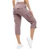 Cargo Capris for Women Summer Casual Drawstring Capris Pants with Pockets Plus Size Quick Dry Hiking Pants Baggy Capri Cargo Pants Elastic Waist Cropped Pants Outdoor Travel Pants for Camping Golf view 4