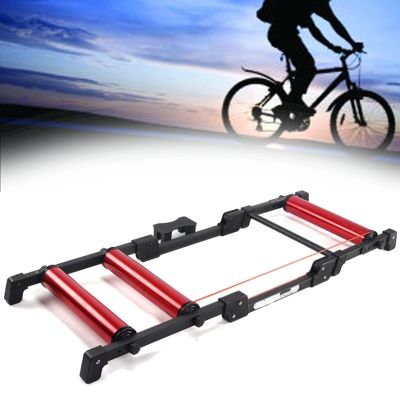 CFDZCP Foldable Bicycle Training Platform, Adjustable Bike Rollers Trainer with 145 * 51.5cm Front Roller A Wheel for 24-29 Inches, Cycling Racks for Indoor/Outdoor