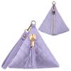 AATACAS Leather Quilted Triangle Wristlet Clutch Purse Handbag - Pyramid Evening Cocktail Wallet Tassel Charm (Light-purple) view 1