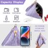 AATACAS Leather Quilted Triangle Wristlet Clutch Purse Handbag - Pyramid Evening Cocktail Wallet Tassel Charm (Light-purple) view 3