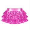 CHICTRY Girls 3-Layers Ruffle Tiered Sequin Skirt Hip Hop Performance Mini Skorts Dancewear Hot Pink 4 Years view 1