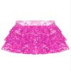 CHICTRY Girls 3-Layers Ruffle Tiered Sequin Skirt Hip Hop Performance Mini Skorts Dancewear Hot Pink 4 Years view 4