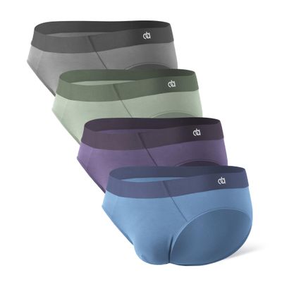 DAVID ARCHY Seamless Men's Briefs Modal Ultra Soft Breathable No Fly Support Pouch Mens Underwear Briefs 4 PackS,Blue/green/medium grey/purple