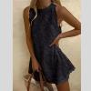 Women Lace Embroidery Mini Dress Sleeveless Cotton Gauze Dresses for Women Sundress Loose Fit lLong Tunic Tops Plus Size Stylish Lace Hem Tunic Dress,S view 2