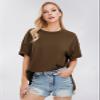 EXLURA Womens Summer Oversized T Shirts 2024 Casual Short Sleeve Loose Maternity Tops Crewneck Tunic Plus Gym Workout Top Dark Brown view 2